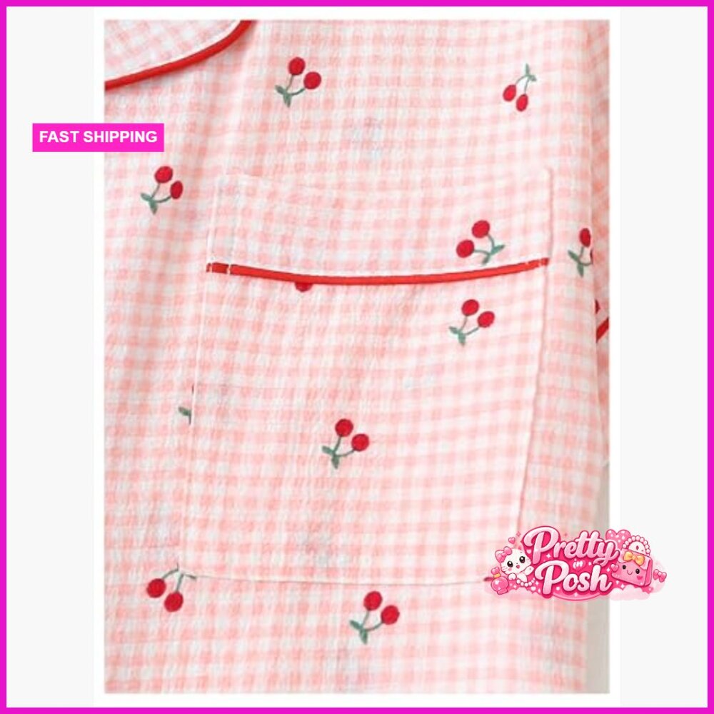 Polyester Blend Two Piece Pajama Set Button Down … - image 4